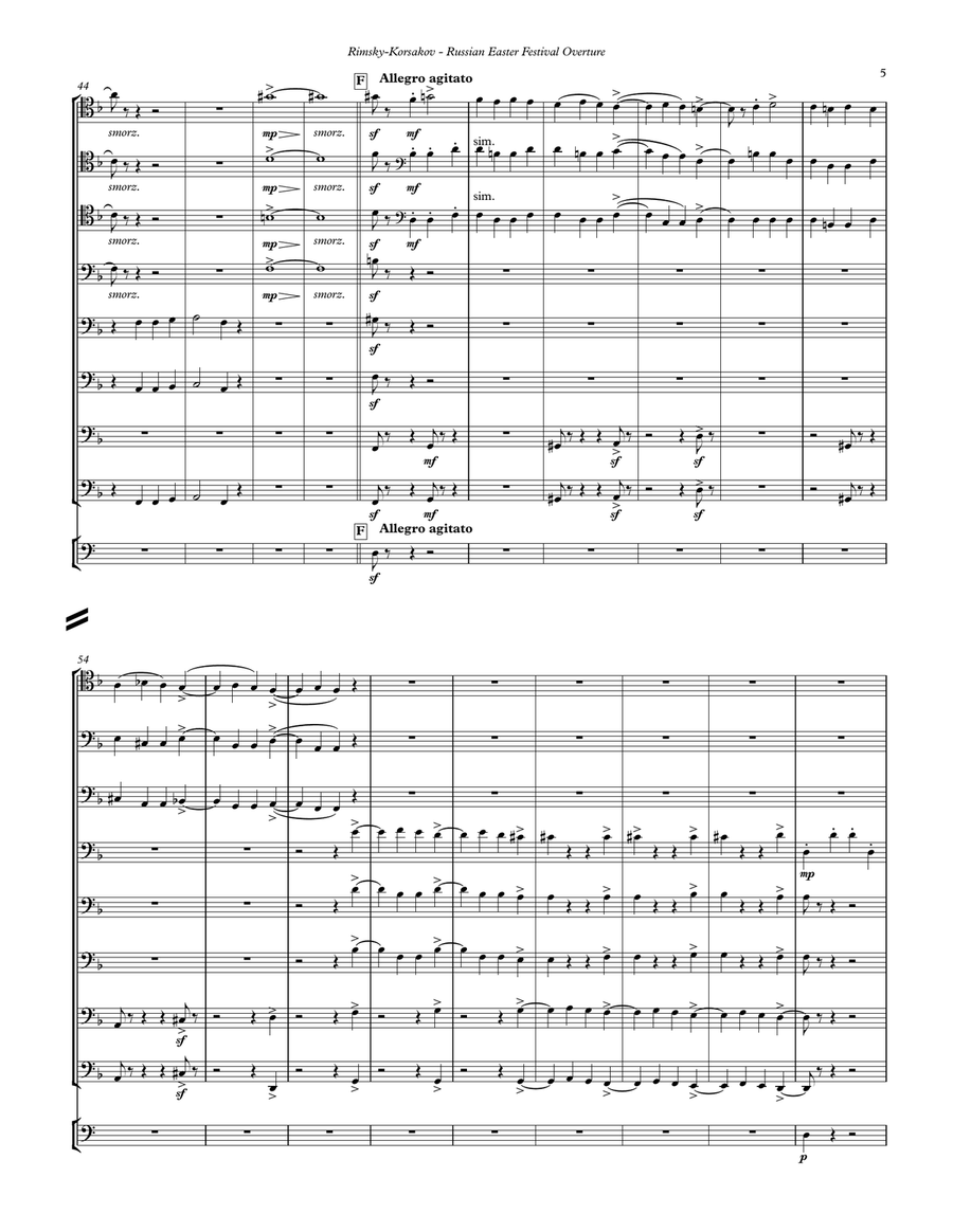Russian Easter Festival Overture for 8-part Trombone Choir w. opt. Timpani Chamber Music scores gallery preview page 3