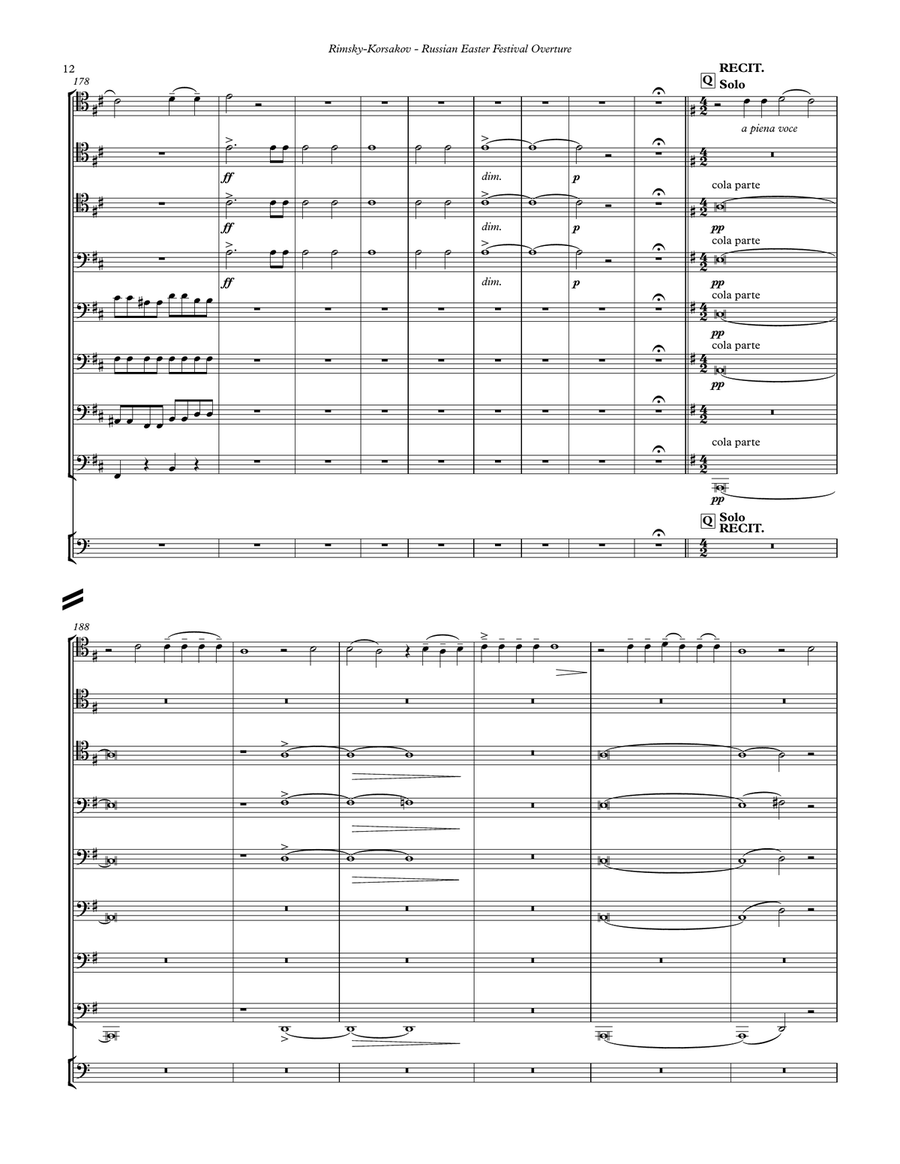 Russian Easter Festival Overture for 8-part Trombone Choir w. opt. Timpani Chamber Music scores gallery preview page 5