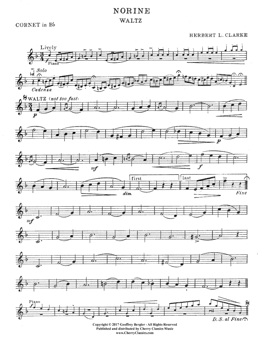 Norine - Waltz for Solo Cornet or Trumpet & Wind Ensemble Score scores gallery preview page 2
