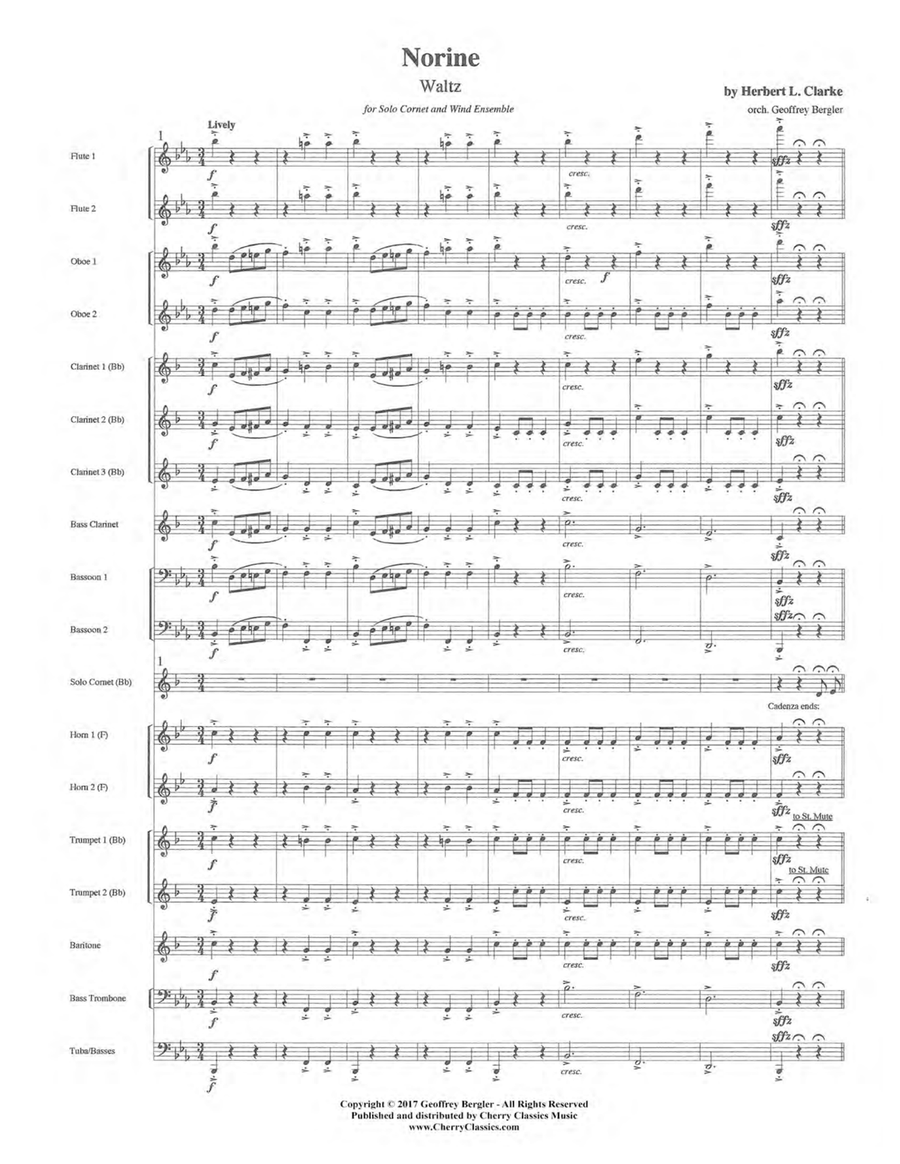 Norine - Waltz for Solo Cornet or Trumpet & Wind Ensemble Score scores gallery preview page 3