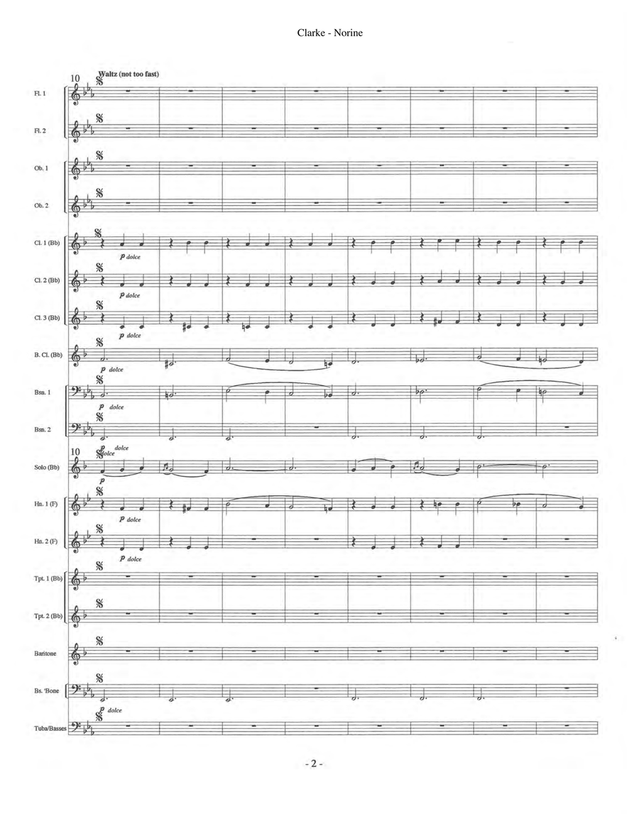 Norine - Waltz for Solo Cornet or Trumpet & Wind Ensemble Score scores gallery preview page 4