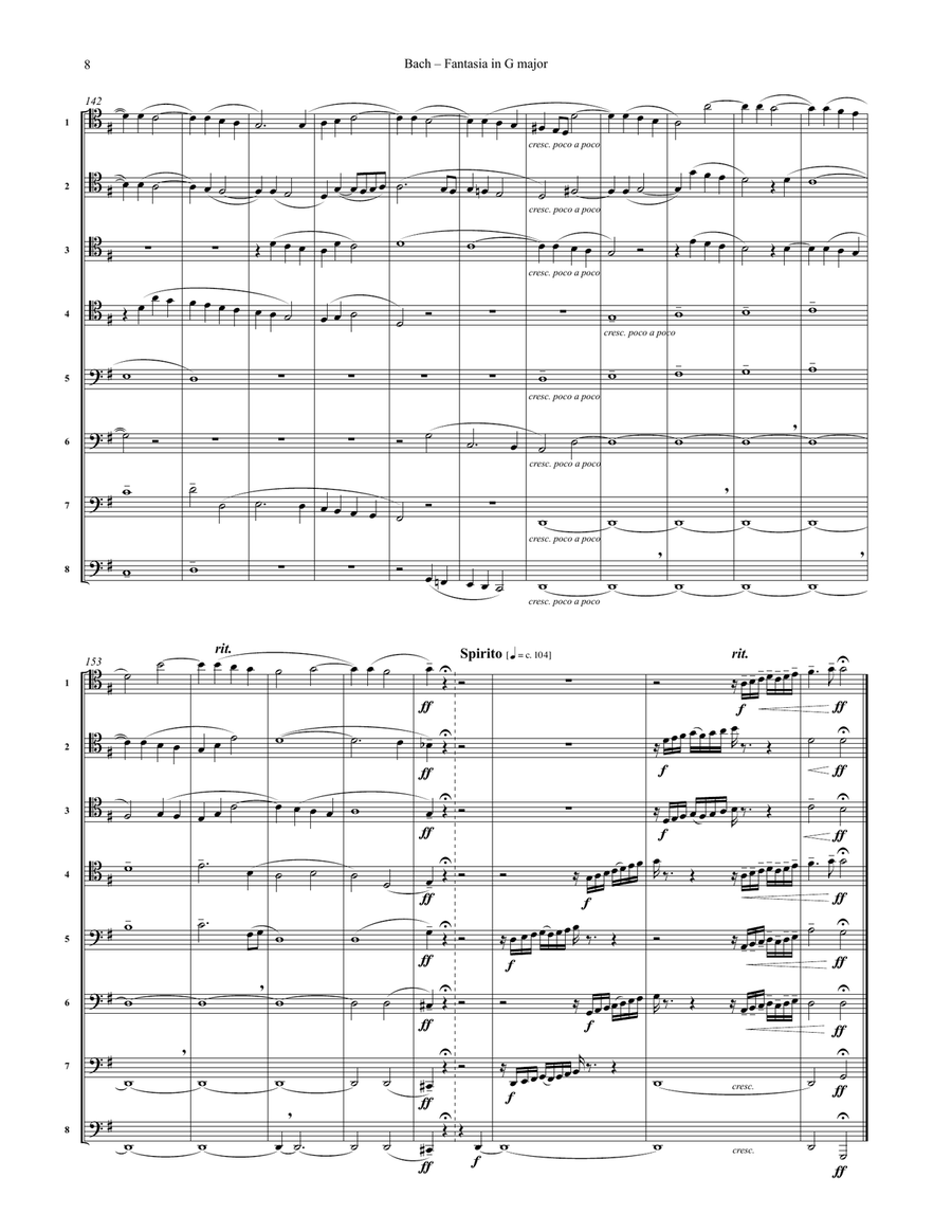 Fantasia in G major BWV 572 for 8-part Trombone Ensemble Trombone scores gallery preview page 3