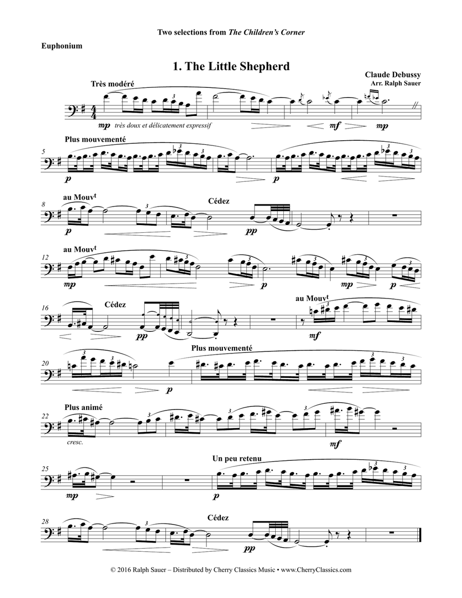 Two Selections from the Children’s Corner for Euphonium & Piano Euphonium scores gallery preview page 2