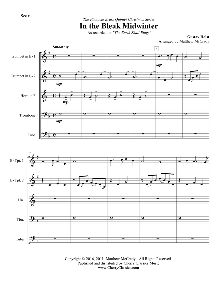 In the Bleak Midwinter for Brass Quintet Brass Quintet scores gallery preview page 2