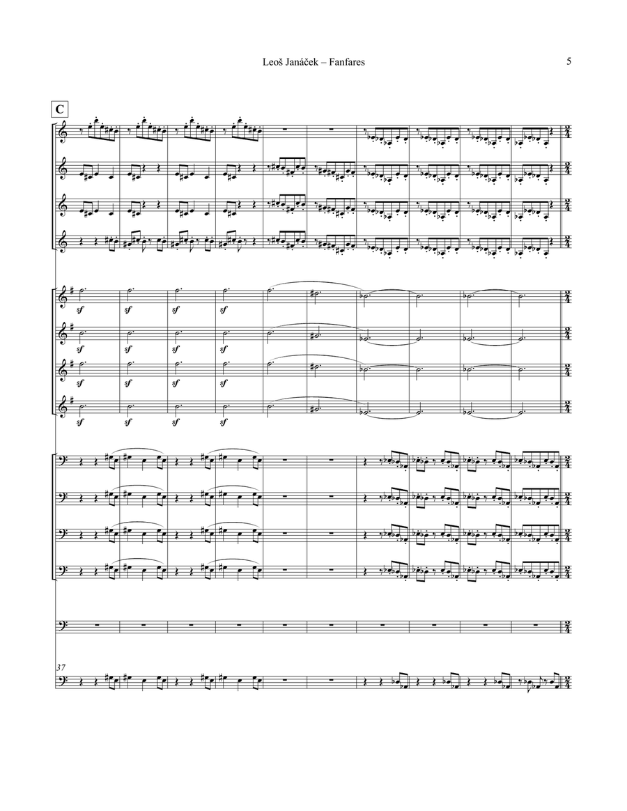 Fanfares from Sinfonietta for Large Brass Ensemble & Timpani Percussion scores gallery preview page 3