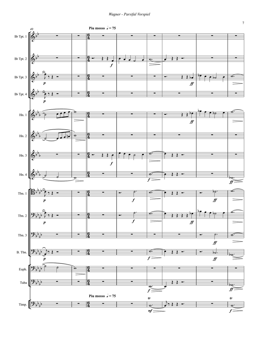 Parsifal Vorspiel for Large Brass Ensemble & Timpani Percussion scores gallery preview page 4