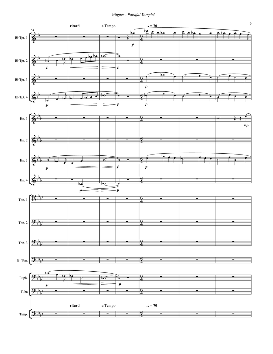 Parsifal Vorspiel for Large Brass Ensemble & Timpani Percussion scores gallery preview page 5