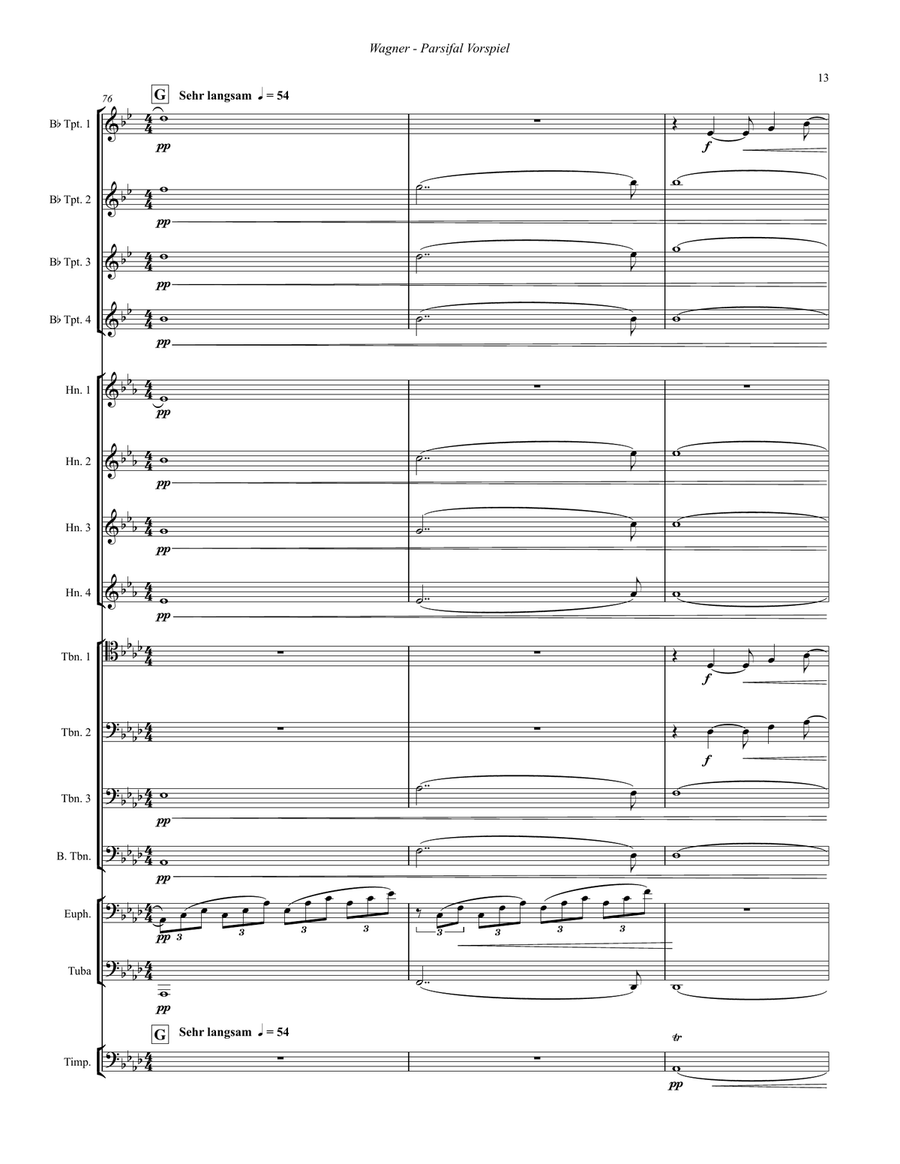 Parsifal Vorspiel for Large Brass Ensemble & Timpani Percussion scores gallery preview page 6