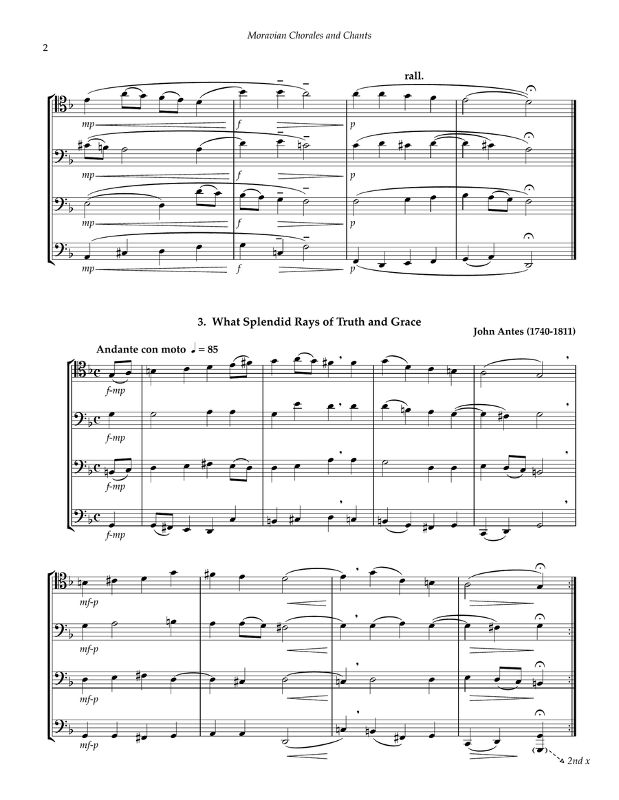 Moravian Chorales and Chants for Trombone Ensemble Score scores gallery preview page 3