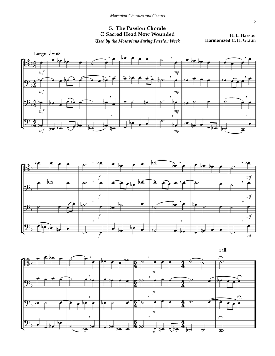Moravian Chorales and Chants for Trombone Ensemble Score scores gallery preview page 4