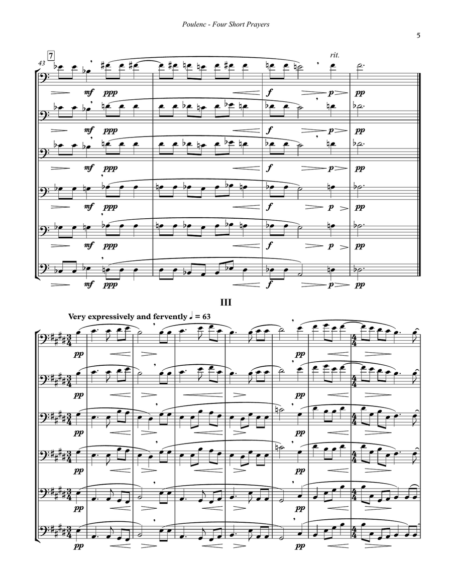 Four Short Prayers of St. Francis of Assisi for Trombone Sextet Trombone scores gallery preview page 4