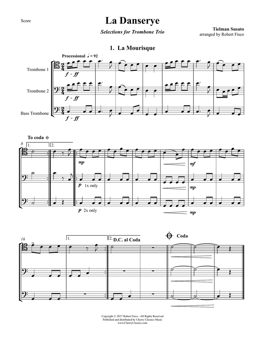 La Danserye - Selections for Trombone Trio Trombone Trio scores gallery preview page 2