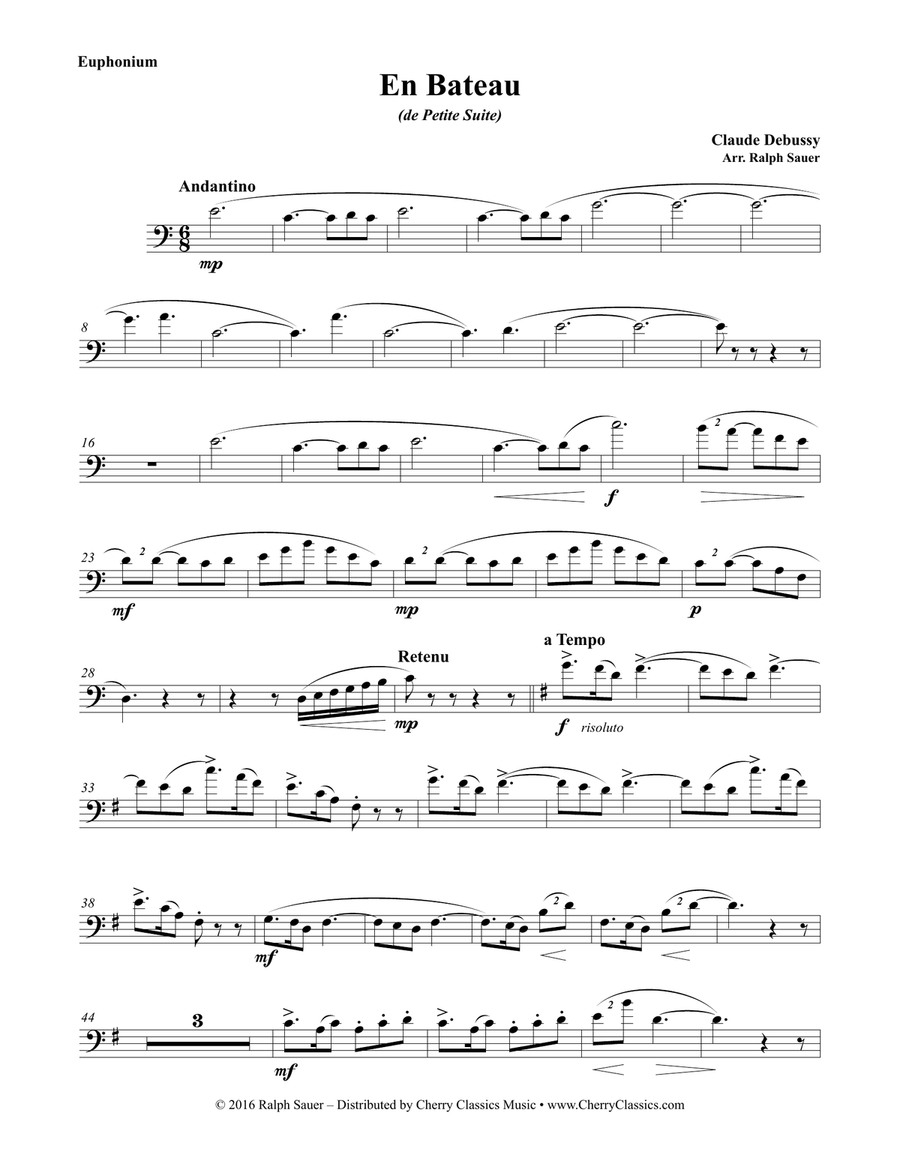En Bateau from Petite Suite for Euphonium & Piano Euphonium scores gallery preview page 2