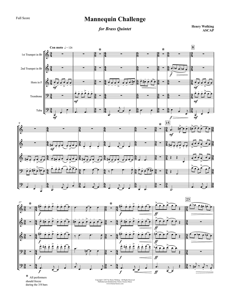 Mannequin Challenge for Brass Quintet Brass Quintet scores gallery preview page 2