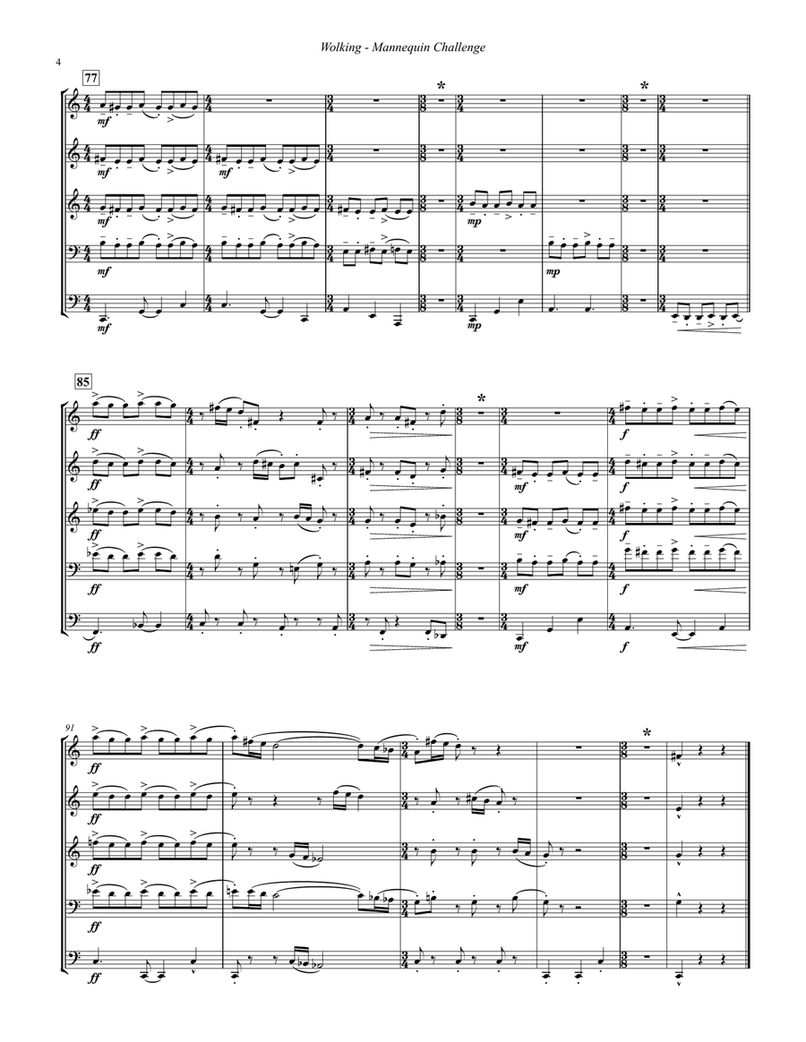 Mannequin Challenge for Brass Quintet Brass Quintet scores gallery preview page 3