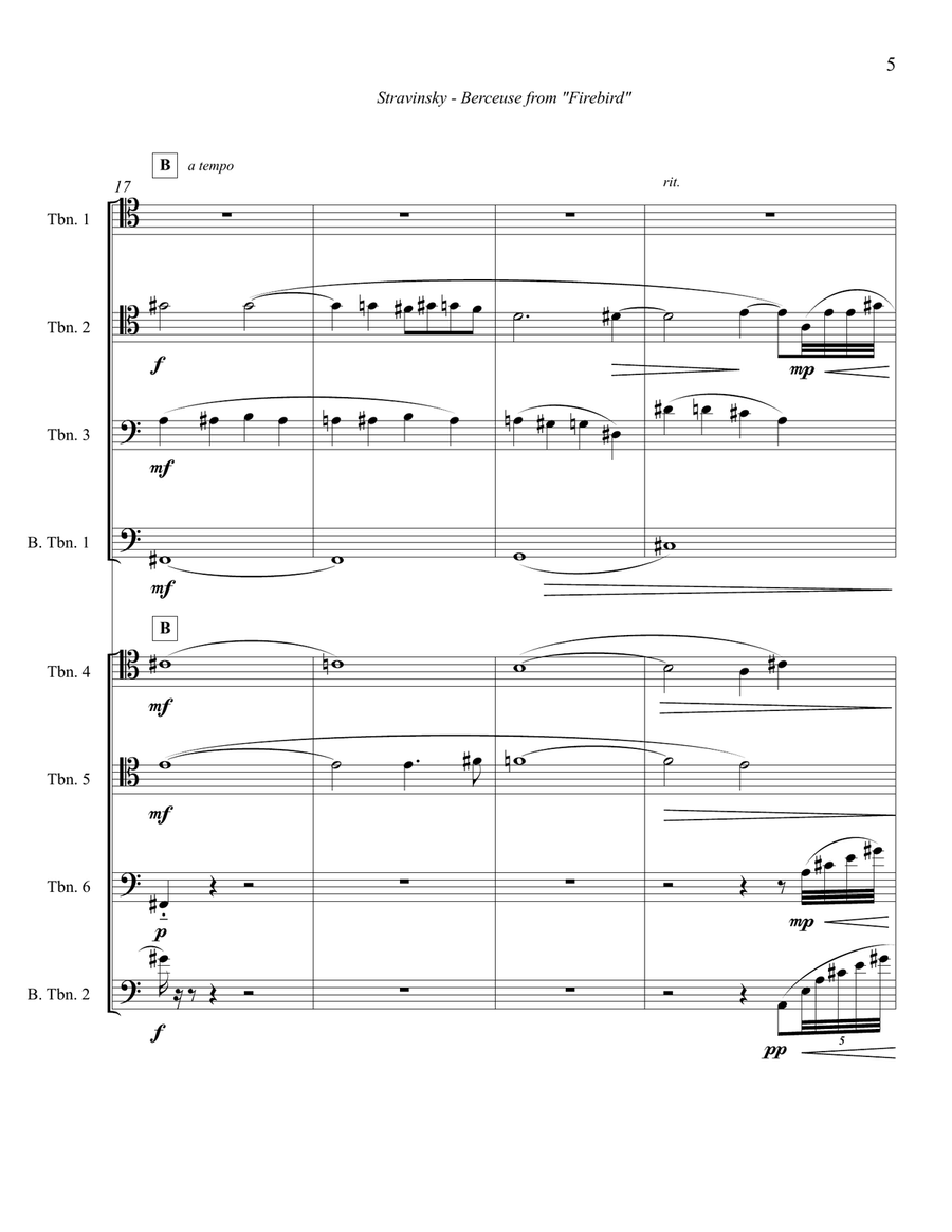 Berceuse from Firebird for Trombone Octet Trombone scores gallery preview page 4