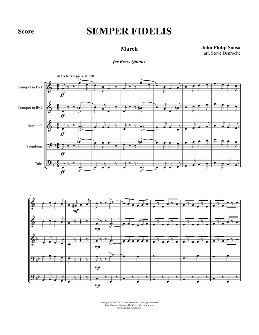 Semper Fidelis March for Brass Quintet Brass Quintet scores gallery preview page 2