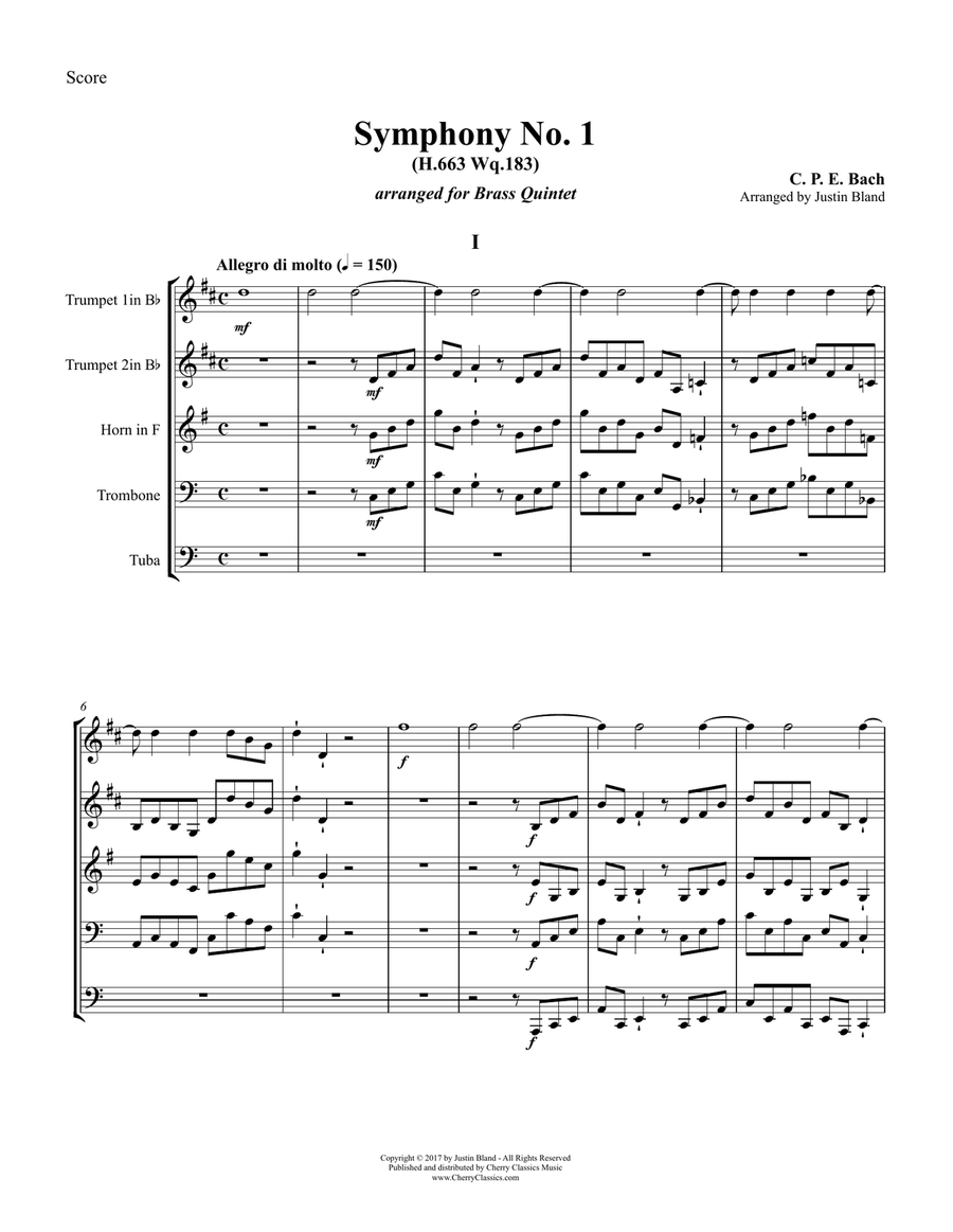 Symphony No. 1 for Brass Quintet Brass Quintet scores gallery preview page 2