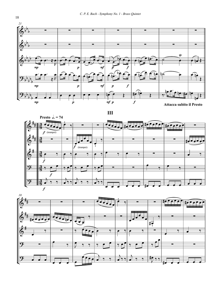 Symphony No. 1 for Brass Quintet Brass Quintet scores gallery preview page 4