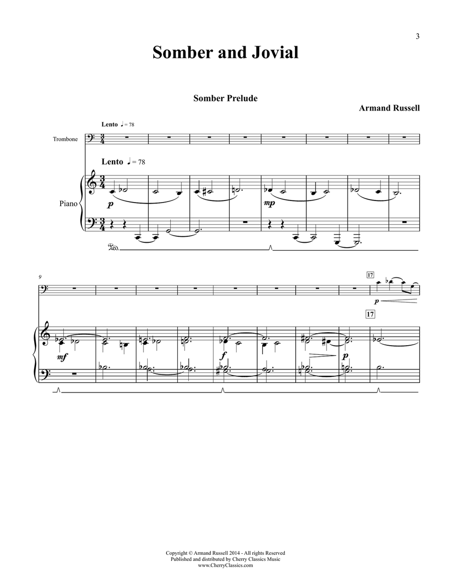Somber and Jovial for Trombone and Piano Piano Accompaniment scores gallery preview page 4