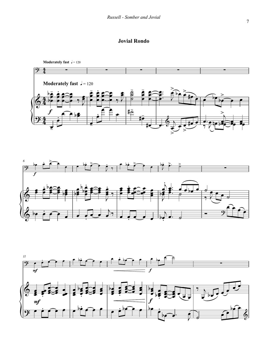 Somber and Jovial for Trombone and Piano Piano Accompaniment scores gallery preview page 5