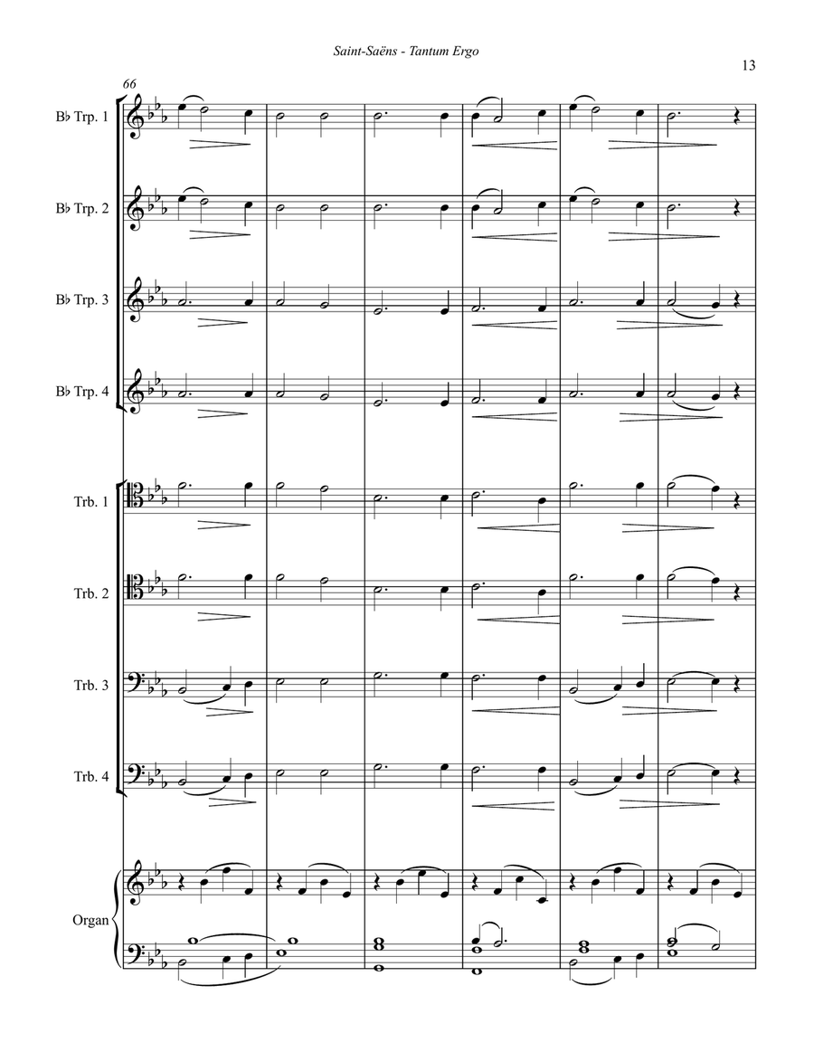 Tantum Ergo for 8-part Brass Ensemble & Organ Organ scores gallery preview page 3