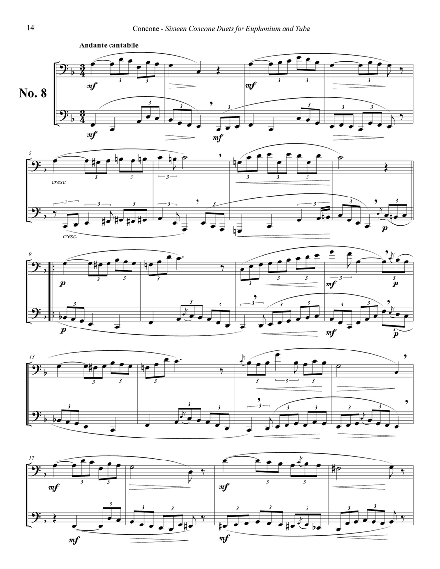 Sixteen Duets from selected Vocalises for Euphonium & Tuba volume 1 Euphonium scores gallery preview page 3