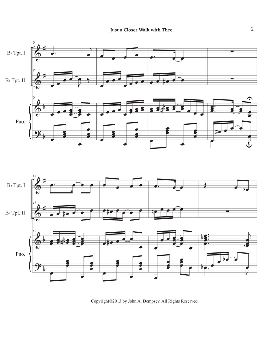 Just a Closer Walk with Thee / Solace (Trio for Two Trumpets and Piano) Trumpet Duet scores gallery preview page 6