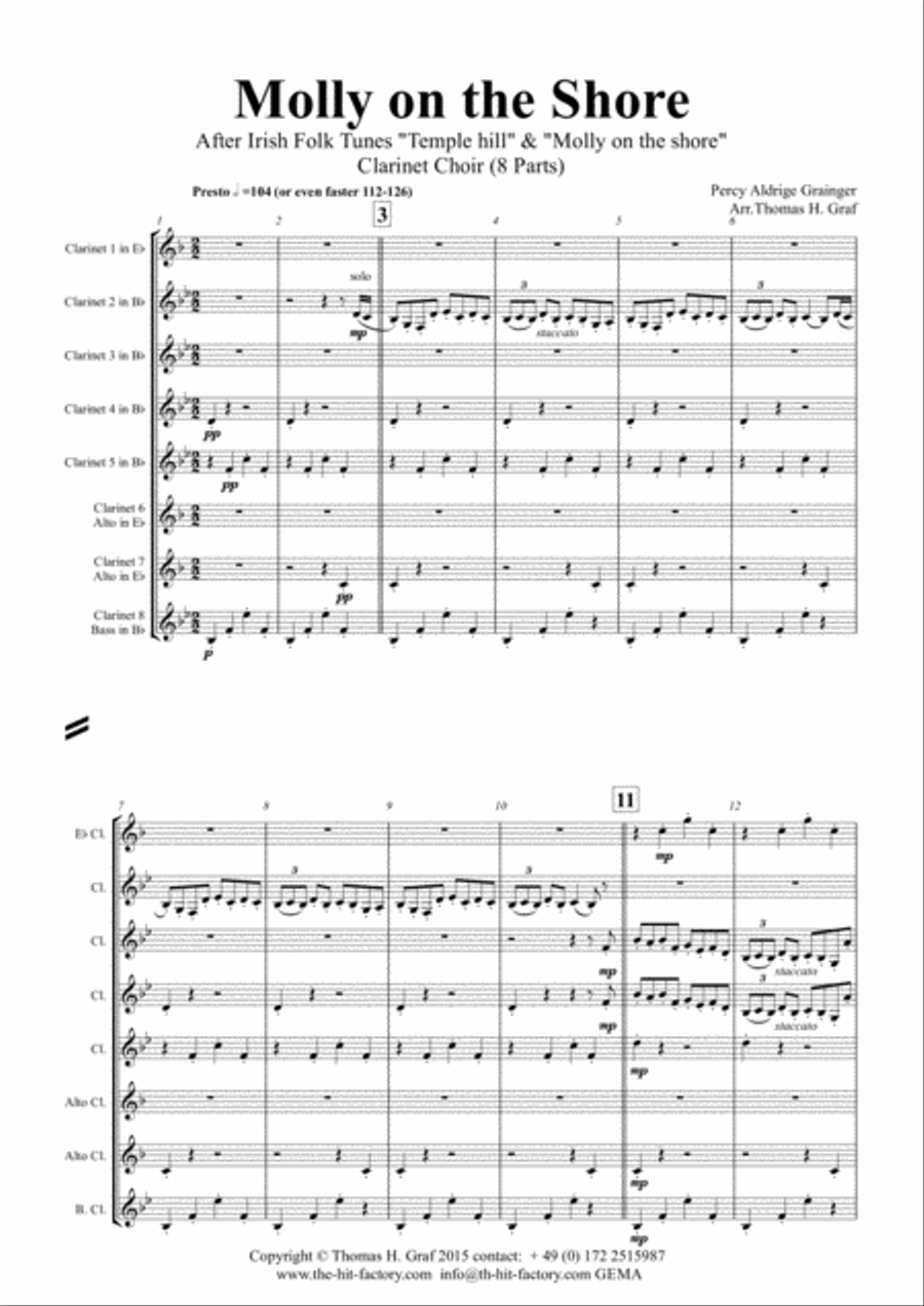 Molly on the shore (Ab) - Irish Folk - Clarinet Choir - Octet Clarinet Choir scores gallery preview page 1