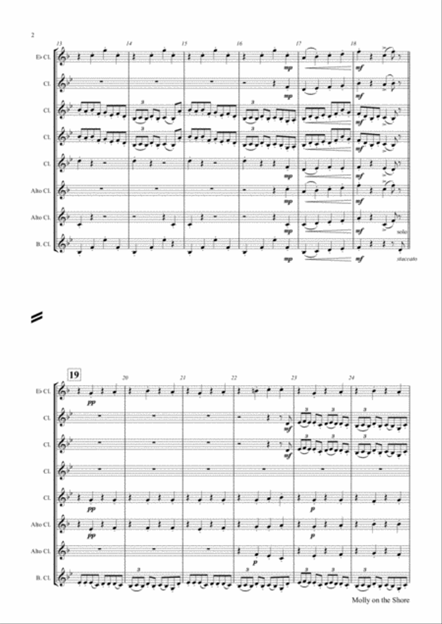 Molly on the shore (Ab) - Irish Folk - Clarinet Choir - Octet Clarinet Choir scores gallery preview page 2