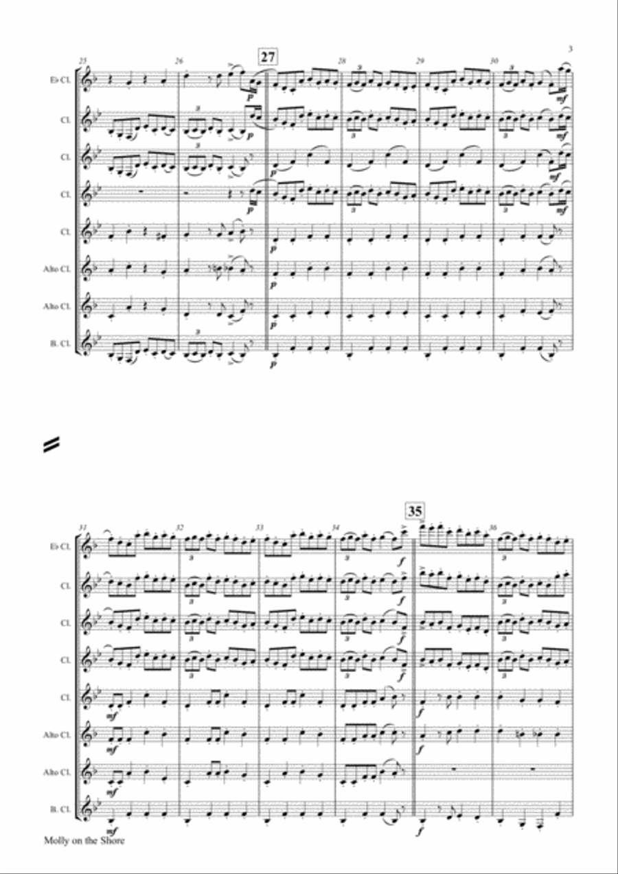 Molly on the shore (Ab) - Irish Folk - Clarinet Choir - Octet Clarinet Choir scores gallery preview page 3