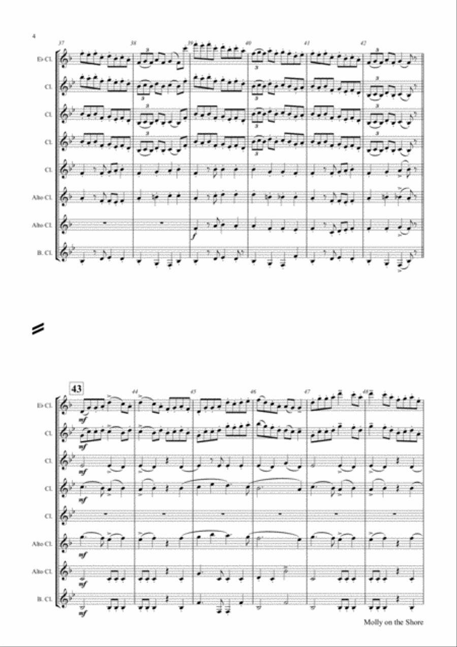 Molly on the shore (Ab) - Irish Folk - Clarinet Choir - Octet Clarinet Choir scores gallery preview page 4