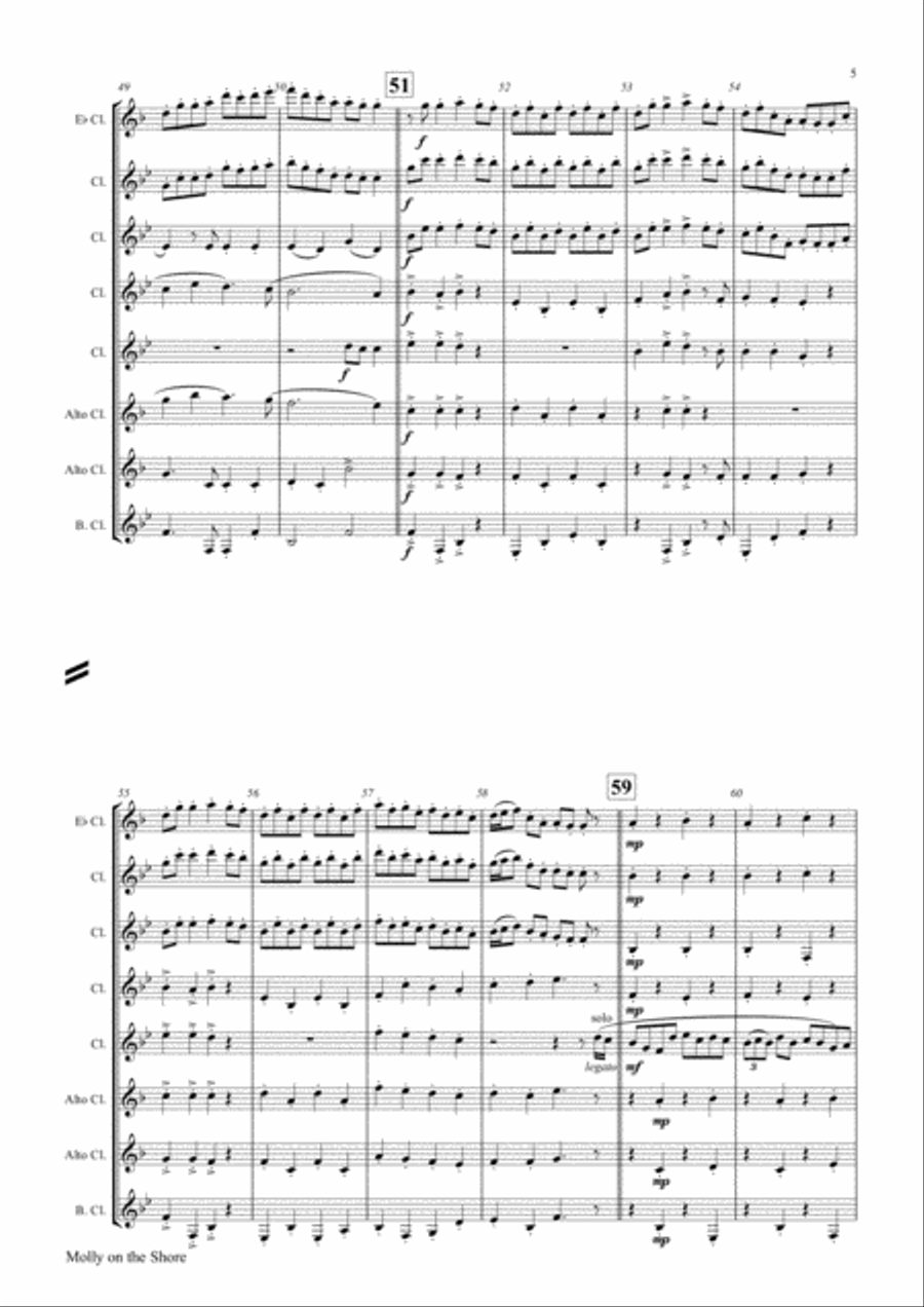 Molly on the shore (Ab) - Irish Folk - Clarinet Choir - Octet Clarinet Choir scores gallery preview page 5
