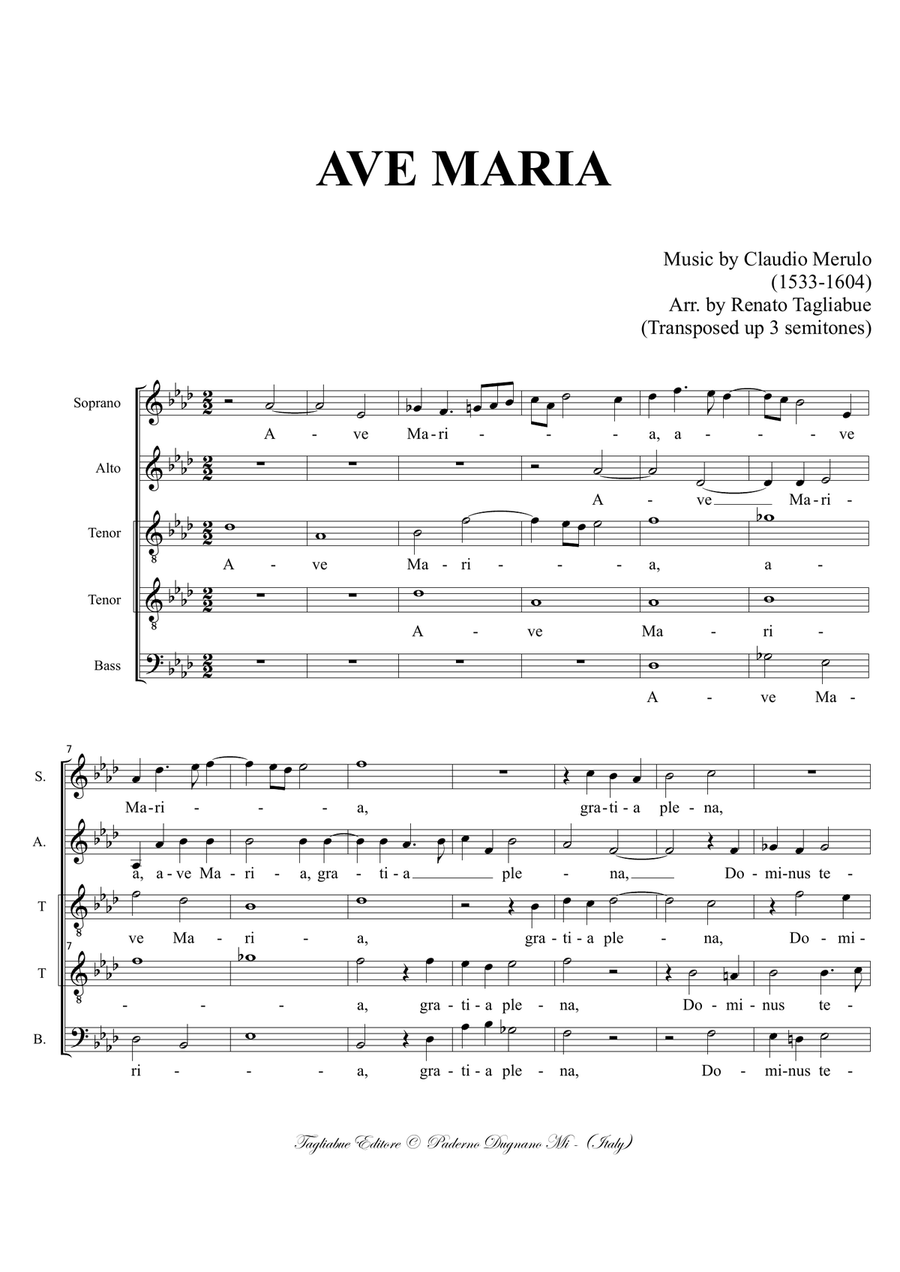 AVE MARIA - C. Merulo - For SATTB Choir SATTB scores gallery preview page 2