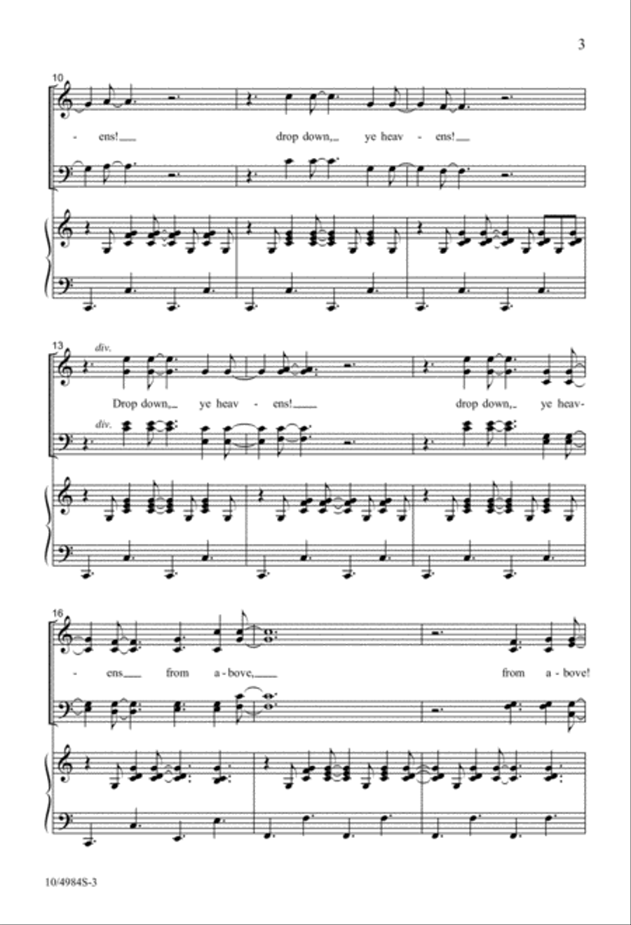 Drop Down, Ye Heavens 4-Part - Sheet Music page 3