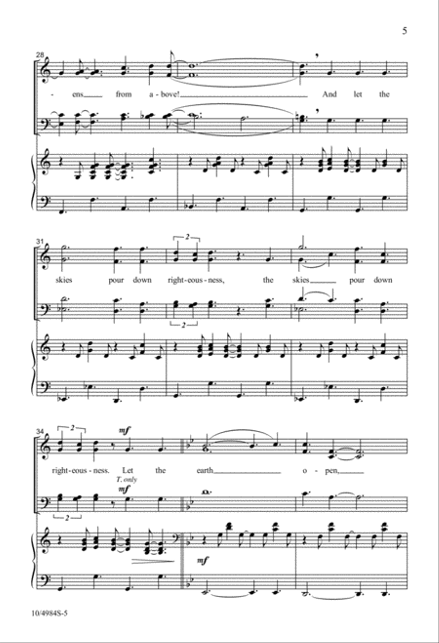 Drop Down, Ye Heavens 4-Part - Sheet Music page 5