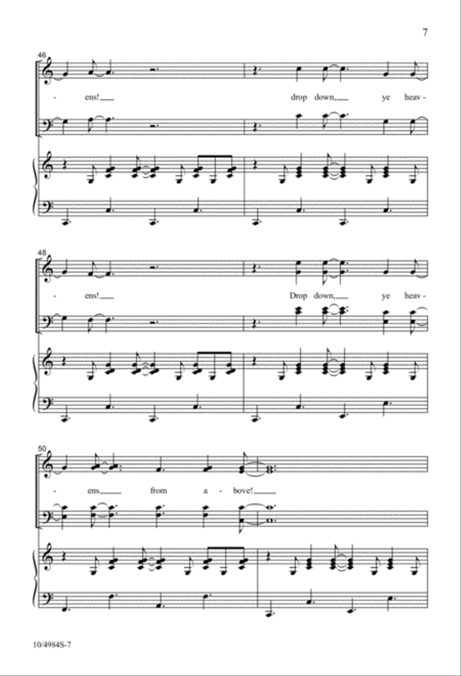Drop Down, Ye Heavens 4-Part - Sheet Music page 7