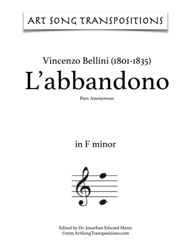 BELLINI: L'abbandono (transposed to F minor)