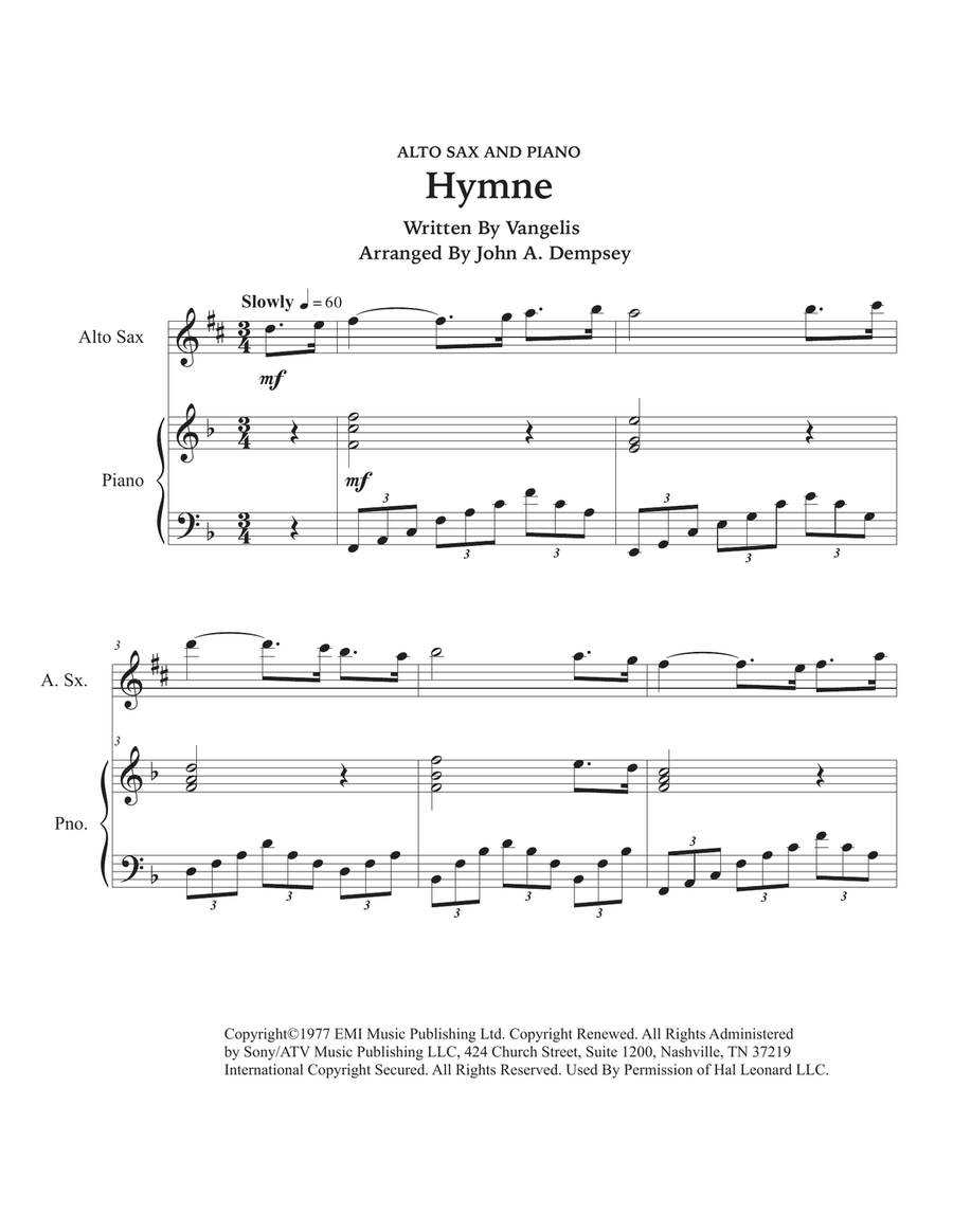 Hymne Alto Saxophone scores gallery preview page 5
