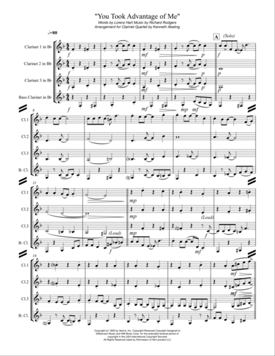 You Took Advantage Of Me from PRESENT ARMS Woodwind Ensemble scores gallery preview page 2