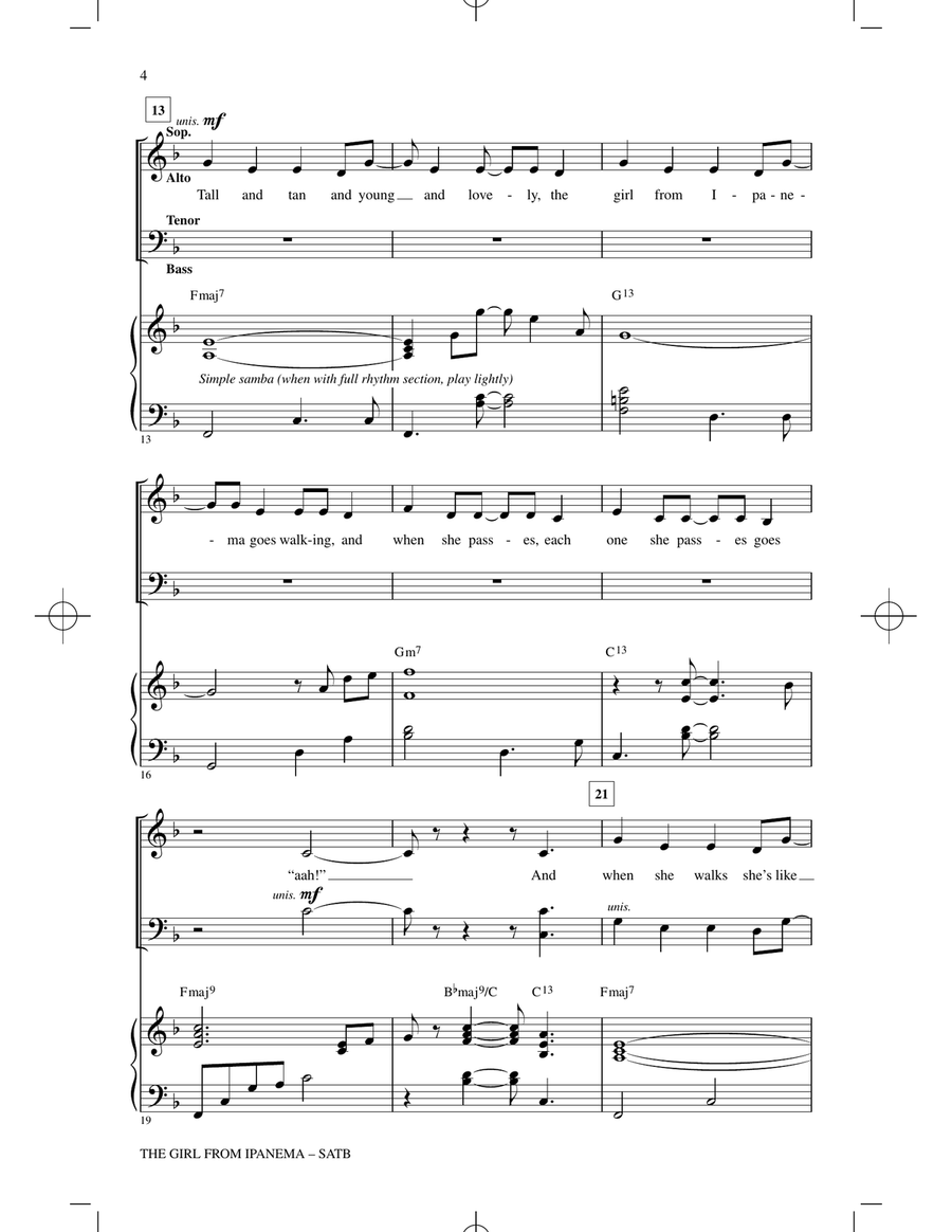The Girl From Ipanema (Garota De Ipanema) 4-Part scores gallery preview page 2
