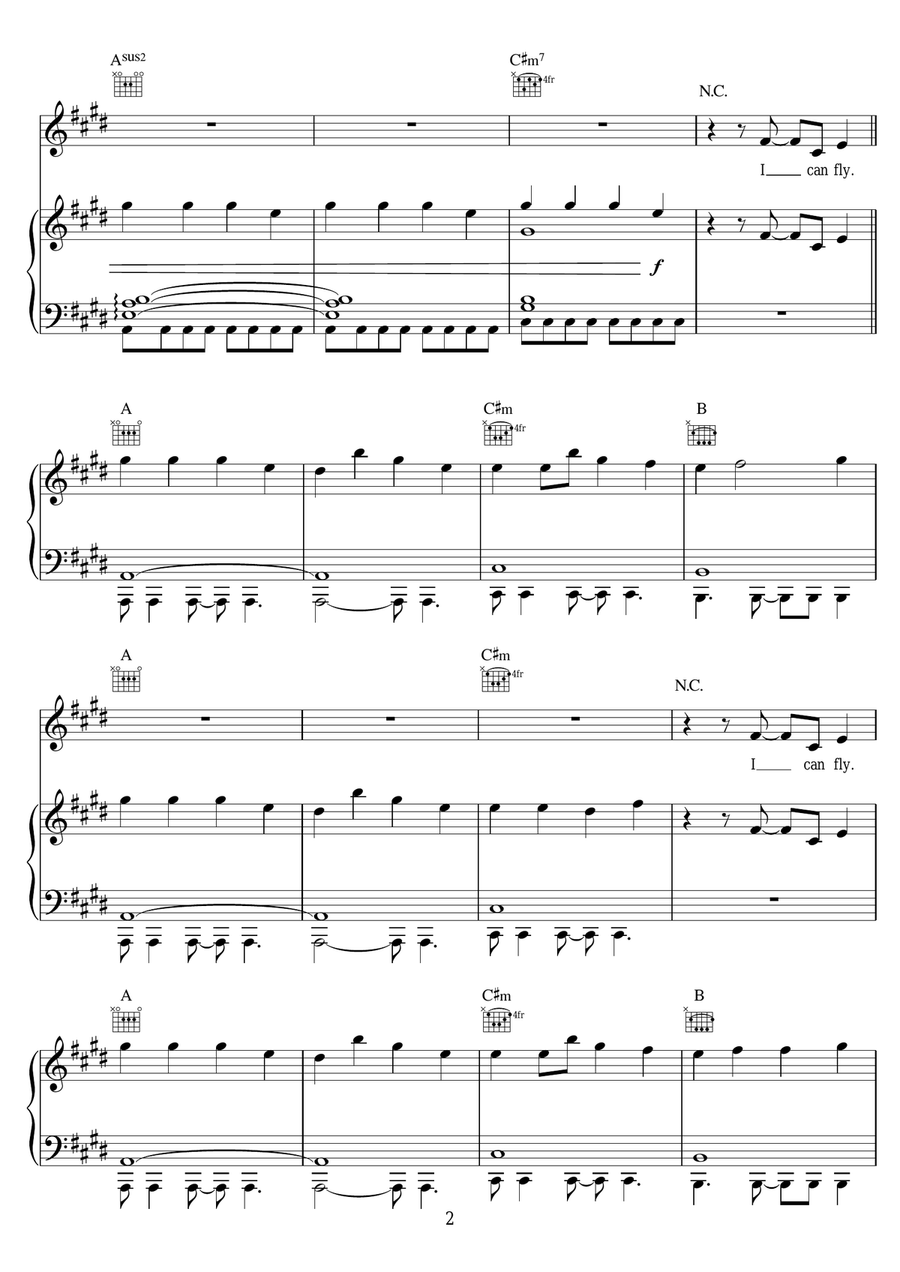 Fly (featuring Leah Culver) Piano, Vocal scores gallery preview page 2