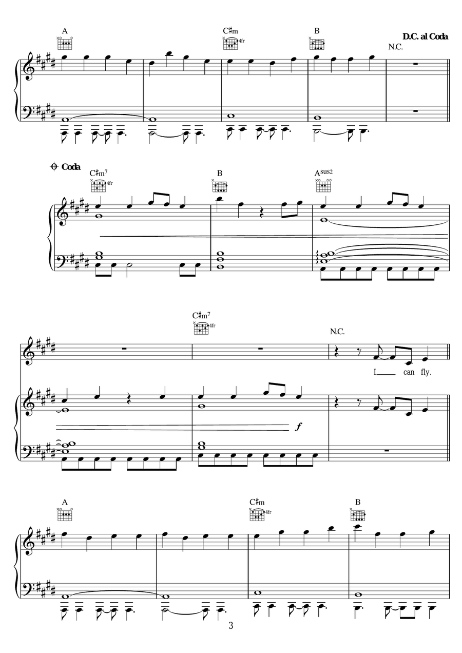 Fly (featuring Leah Culver) Piano, Vocal scores gallery preview page 3