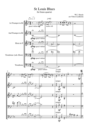 St Louis Blues for brass quartet