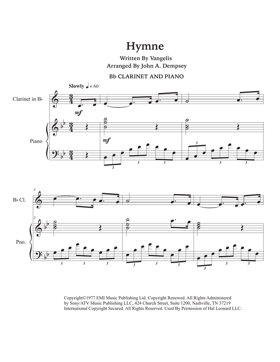 Hymne B-Flat Clarinet scores gallery preview page 5