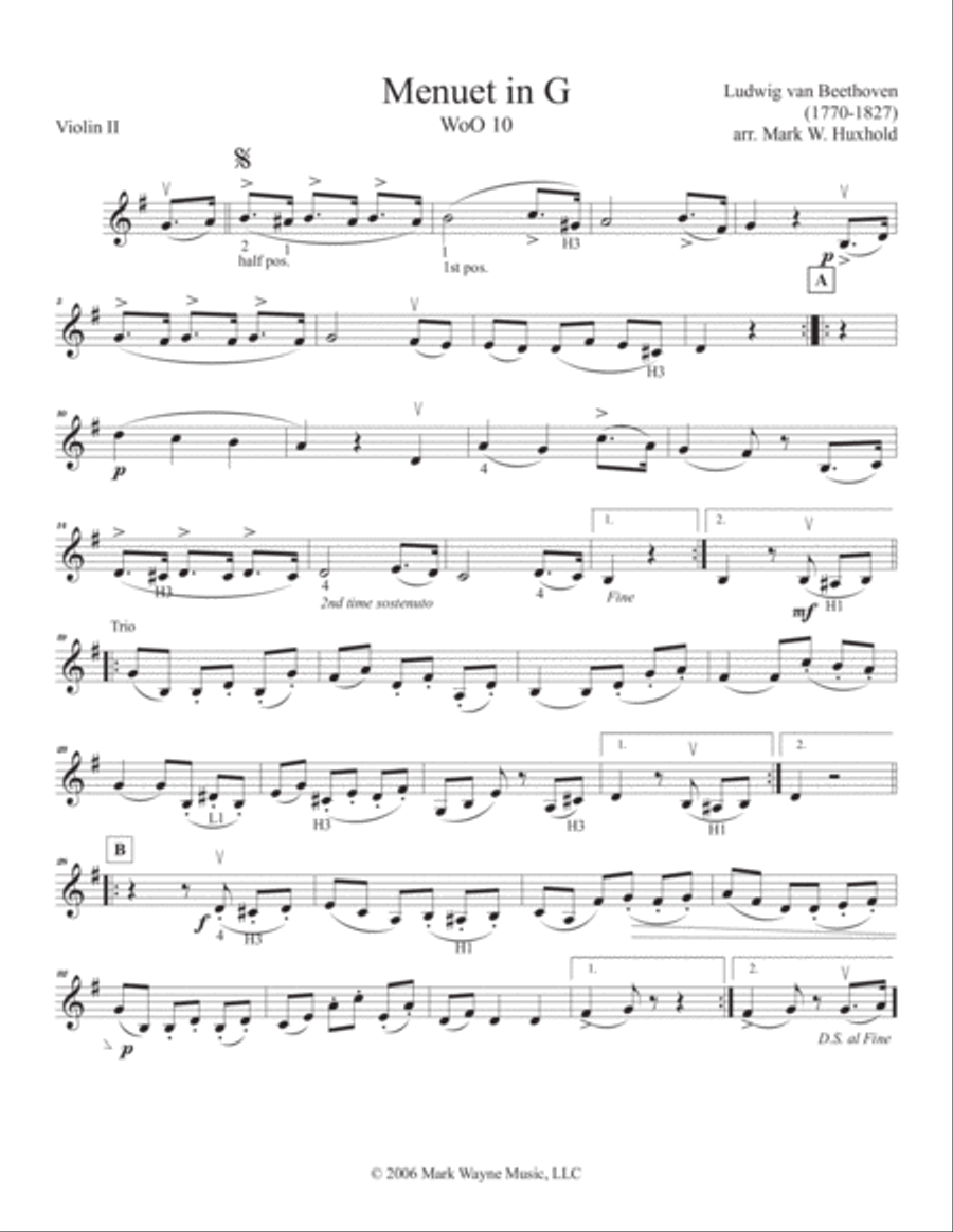 Menuet in G, WoO 10 String Orchestra scores gallery preview page 2