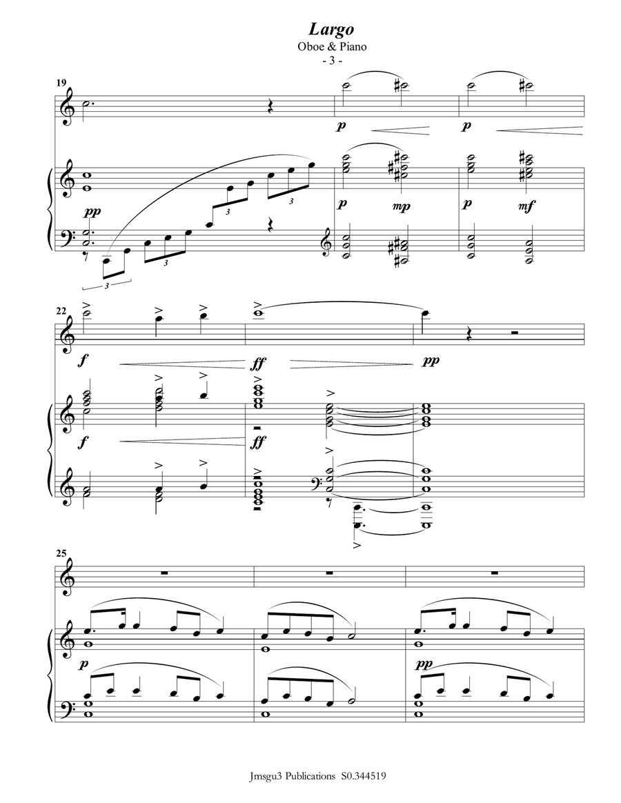 Dvořák: Largo from the New World Symphony for Oboe & Piano Piano scores gallery preview page 3