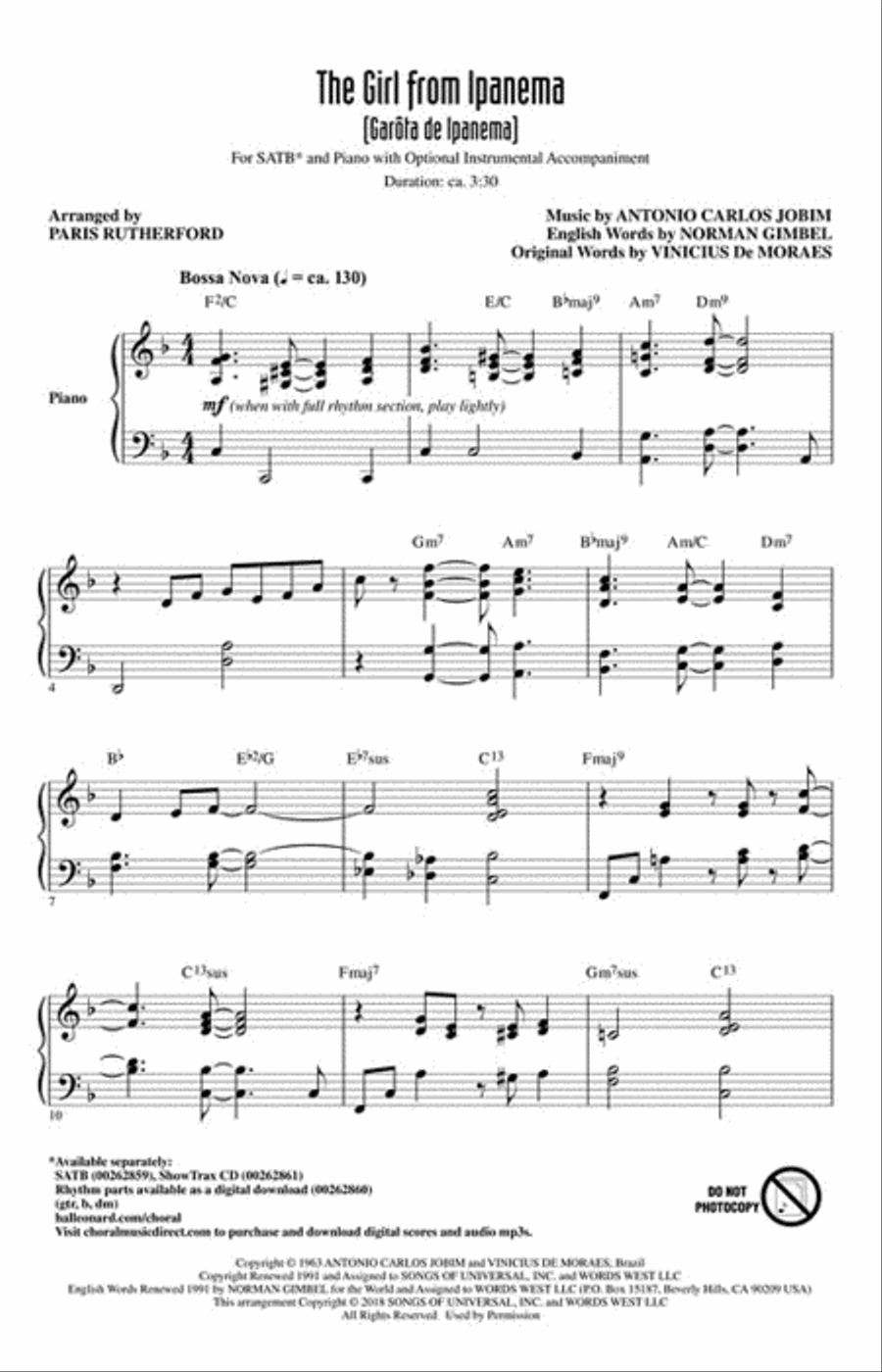 The Girl from Ipanema The Girl from Ipanema 4-Part scores gallery preview page 2