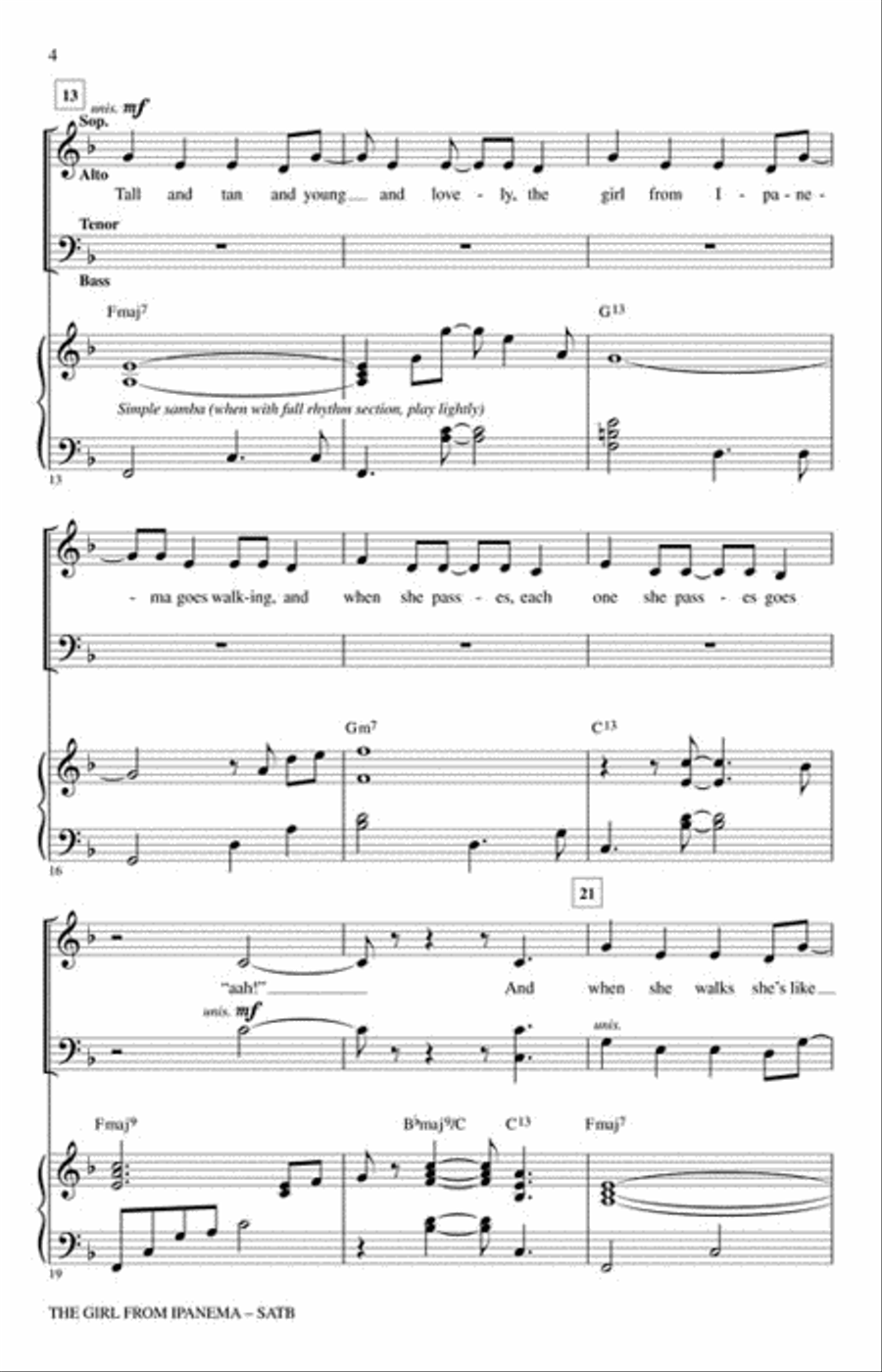 The Girl from Ipanema The Girl from Ipanema 4-Part scores gallery preview page 3