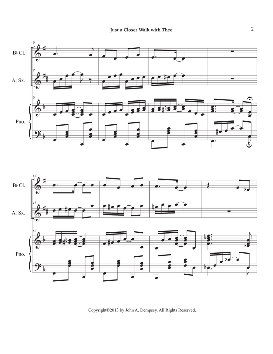 Just a Closer Walk with Thee / Solace (Trio for Clarinet, Alto Sax and Piano) Small Ensemble scores gallery preview page 6